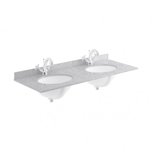 Crawford Old London Floor Standing Vanity Unit with 1TH Grey Marble Top Basin 1200mm Wide - Storm Grey