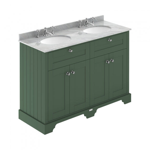 Crawford Old London Floor Standing Vanity Unit with 3TH Grey Marble Top Basin 1200mm Wide - Hunter Green