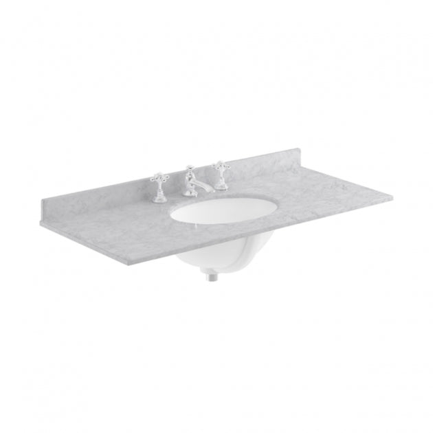 Crawford Old London Floor Standing Vanity Unit with 3TH Grey Marble Top Basin 1000mm Wide - Timeless Sand