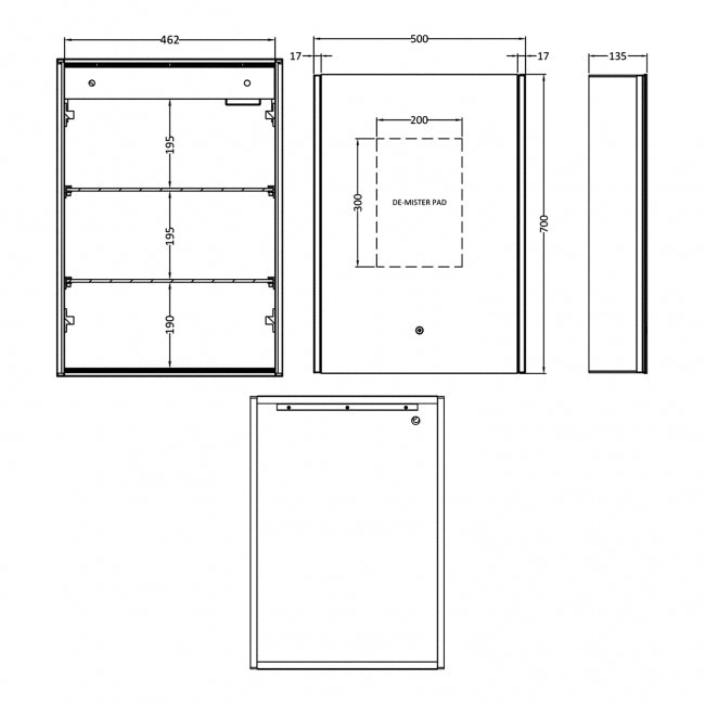 500mm Mirror Cabinet