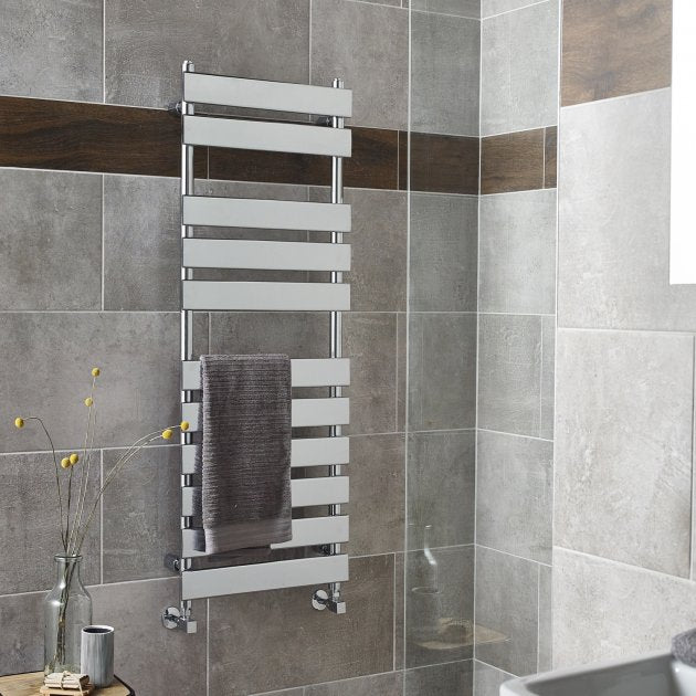 Crawford Piazza Flat Panel Heated Towel Rail 1200mm H x 500mm W - Chrome