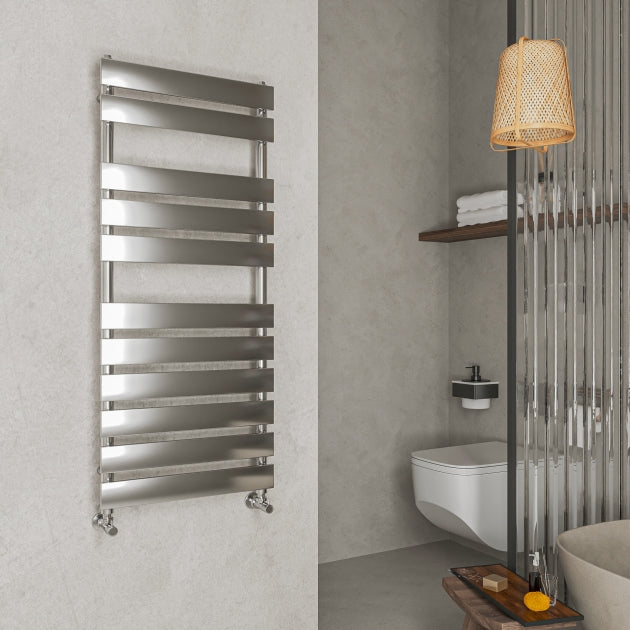 Crawford Piazza Flat Panel Heated Towel Rail 1200mm H x 500mm W - Chrome