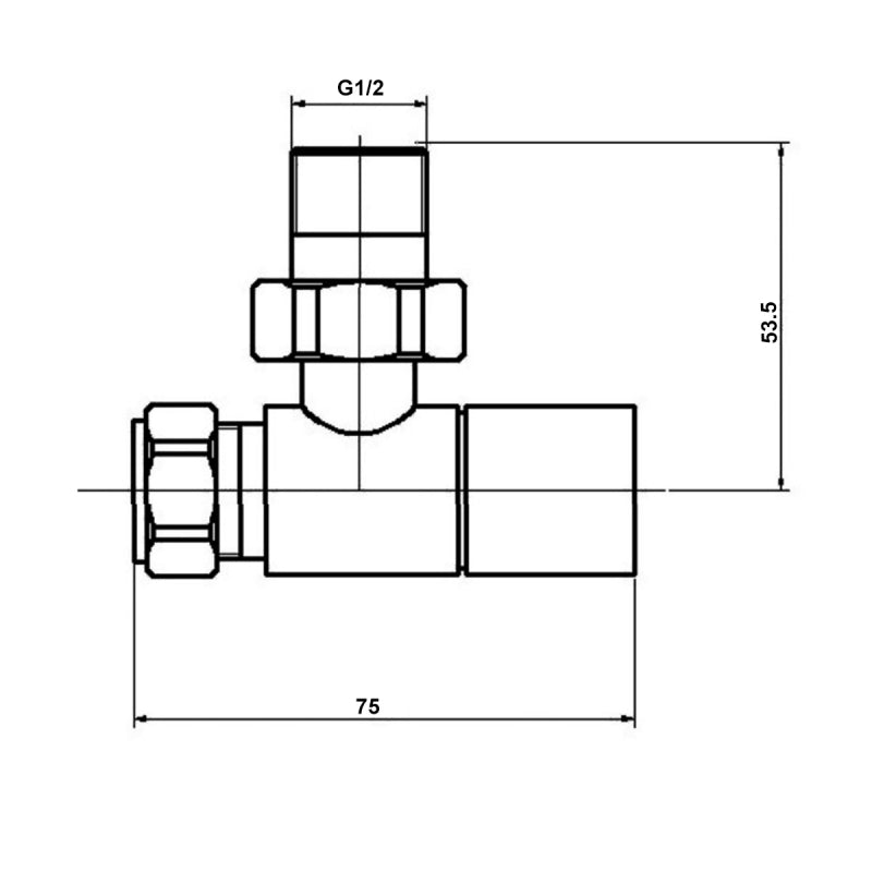 Crawford Pure Square Angled Radiator Valves Pair - Chrome