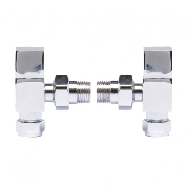 Crawford Pure Square Angled Radiator Valves Pair - Chrome