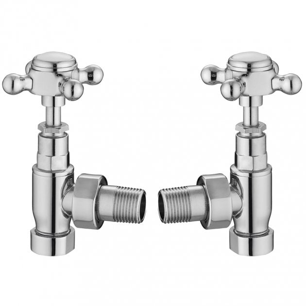 Crawford Crosstop Angled Radiator Valves Pair - Chrome