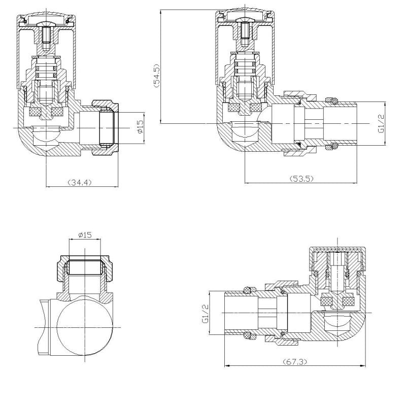 Crawford Corner Dual Fuel Radiator Valves Pair Pack - Chrome