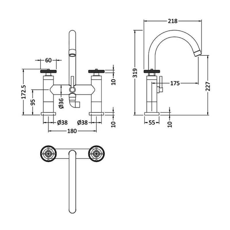 Crawford Revolution Bath Shower Mixer Tap Pillar Mounted - Chrome