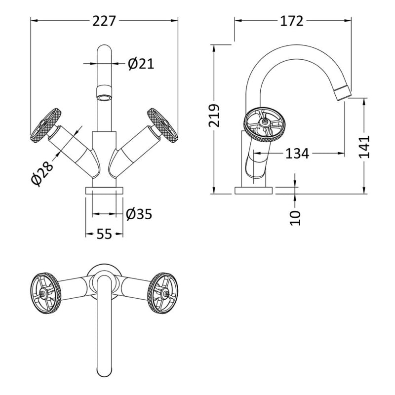 Crawford Revolution Mono Basin Mixer Tap with Waste - Matt Black