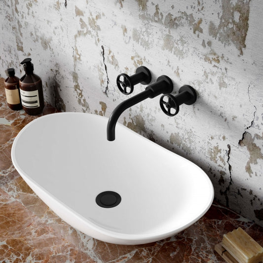 Crawford Revolution Wall Mounted Basin Mixer Tap - Matt Black