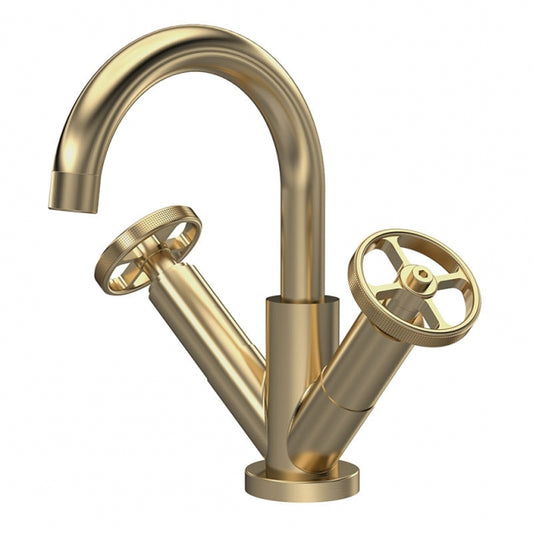 Crawford Revolution Mono Basin Mixer Tap with Waste - Brushed Brass