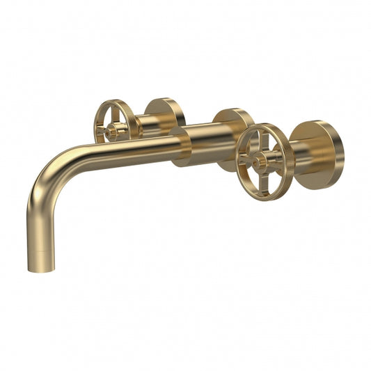 Crawford Revolution Wall Mounted Basin Mixer Tap - Brushed Brass