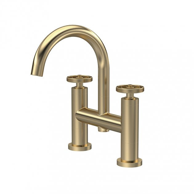 Crawford Revolution Bath Filler Tap Pillar Mounted - Brushed Brass