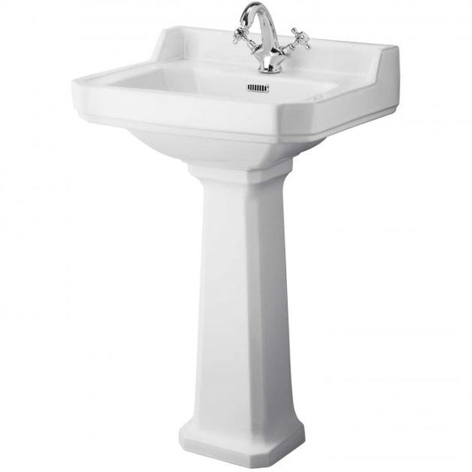 Crawford Richmond Basin with Full Pedestal 560mm Wide - 1 Tap Hole