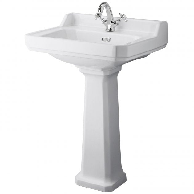 Crawford Richmond Basin with Full Pedestal 595mm Wide - 1 Tap Hole