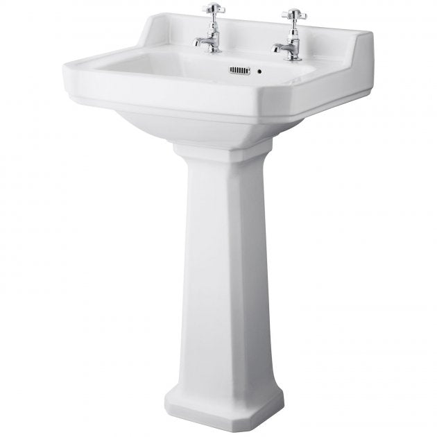 Crawford Richmond Basin with Full Pedestal 560mm Wide - 2 Tap Hole