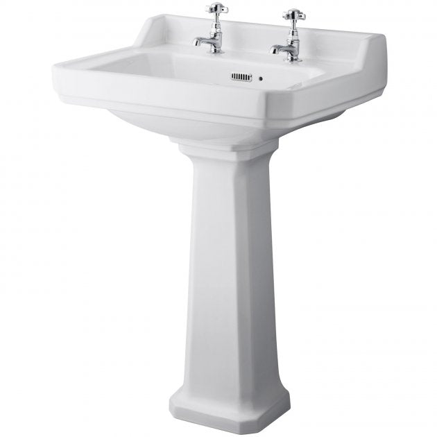 Crawford Richmond Basin with Full Pedestal 595mm Wide - 2 Tap Hole