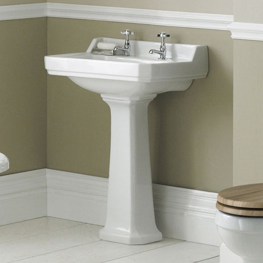 Crawford Richmond Basin with Full Pedestal 595mm Wide - 2 Tap Hole