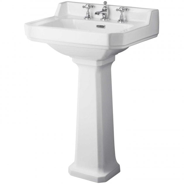 Crawford Richmond Basin and Full Pedestal 560mm W - 3 Tap Hole