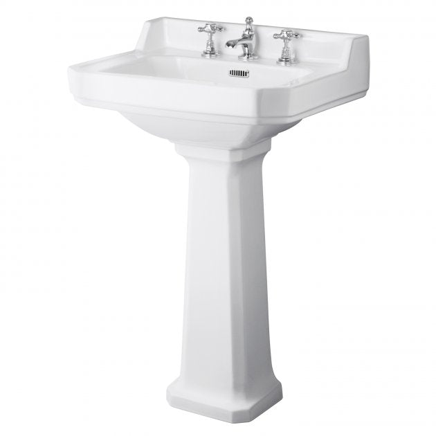 Crawford Richmond Basin with Full Pedestal 600mm Wide - 3 Tap Hole