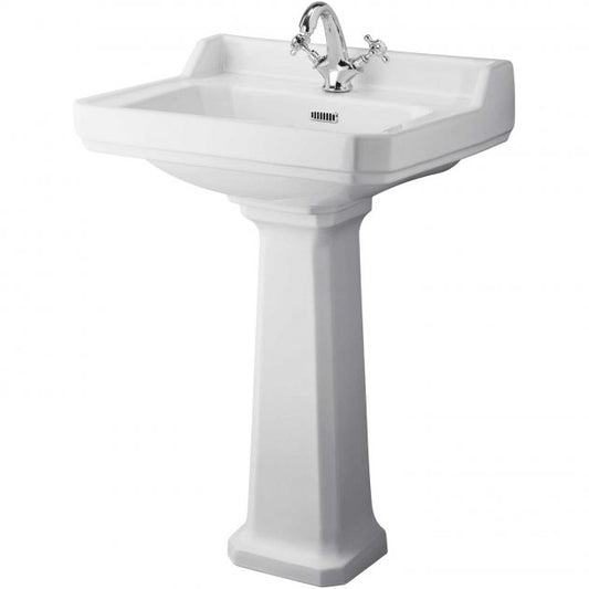 Crawford Richmond Basin and Comfort Height Full Pedestal 600mm Wide - 1 Tap Hole