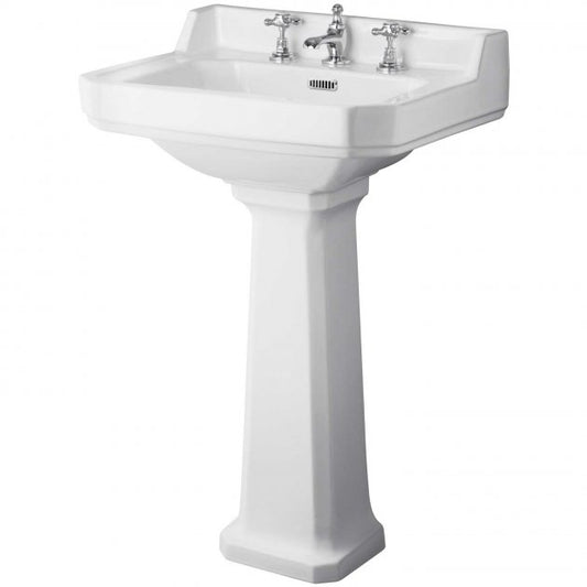 Crawford Richmond Basin and Comfort Height Full Pedestal 560mm Wide - 3 Tap Hole