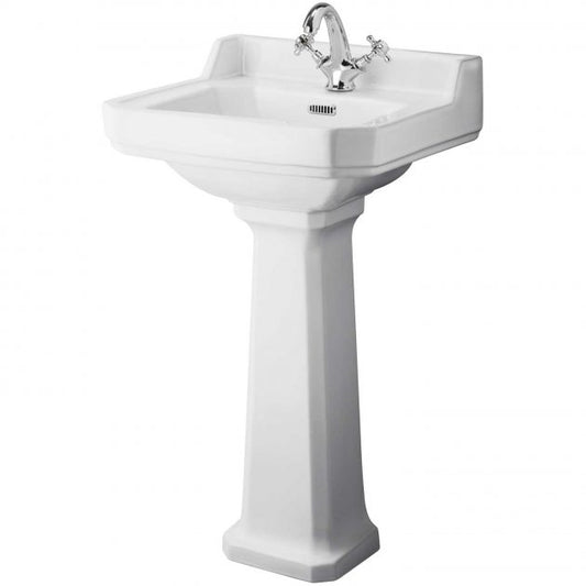 Crawford Richmond Basin and Comfort Height Full Pedestal 500mm Wide - 1 Tap Hole