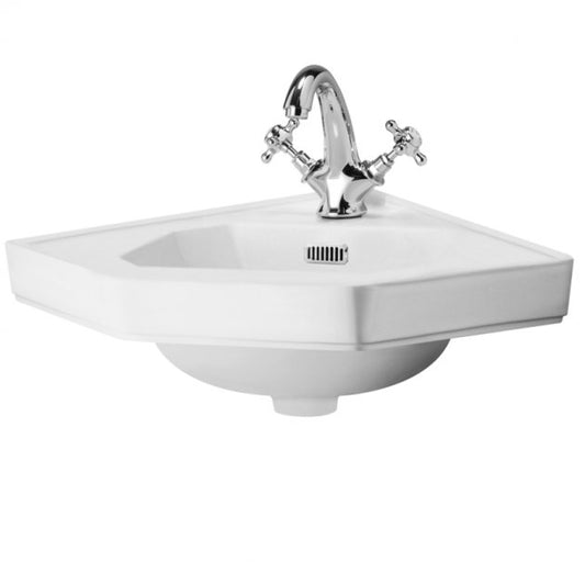 Crawford Richmond Corner Cloakroom Basin 600mm Wide - 1 Tap Hole