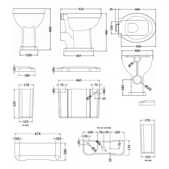 Crawford Richmond Comfort Low Level Close Coupled Pan with Cistern - Excluding Seat