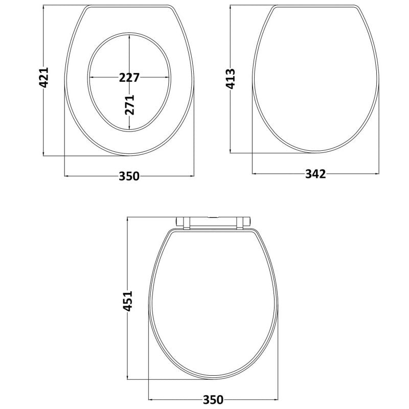 Crawford Richmond Soft Close Toilet Seat Chrome Hinges - White