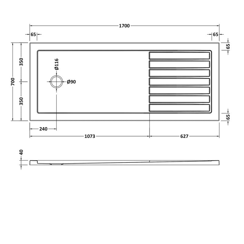 Rectangular Walk-In Shower Tray 1700 x 700