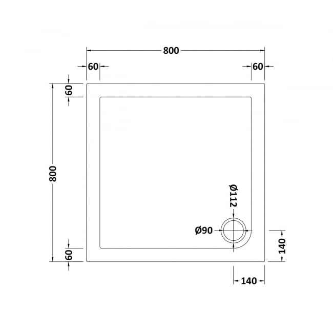 Slip Resistant Square Shower Tray 800 x 800mm