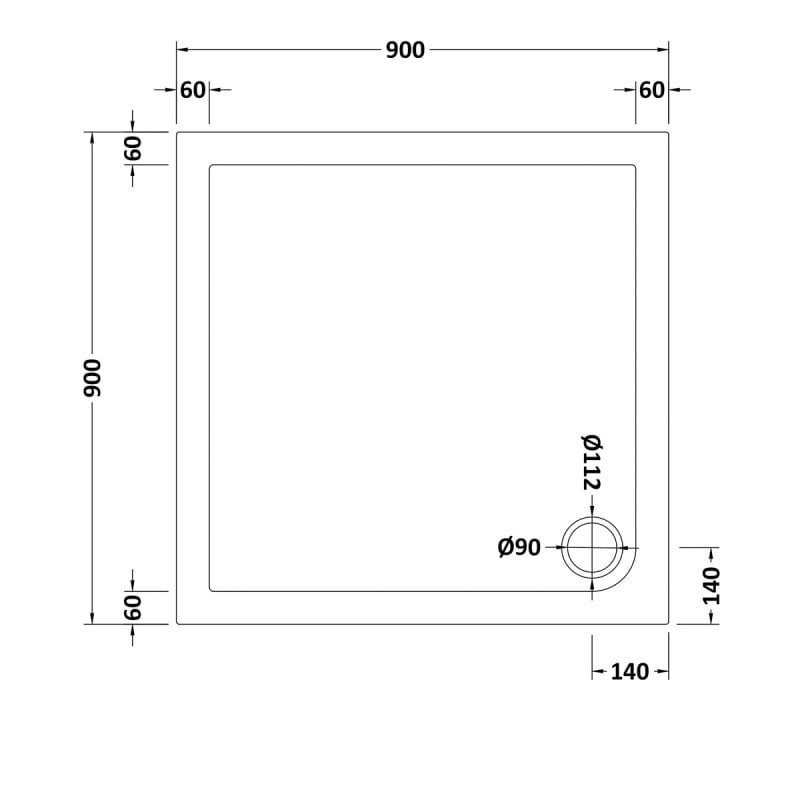 Slip Resistant Square Shower Tray 900 x 900mm