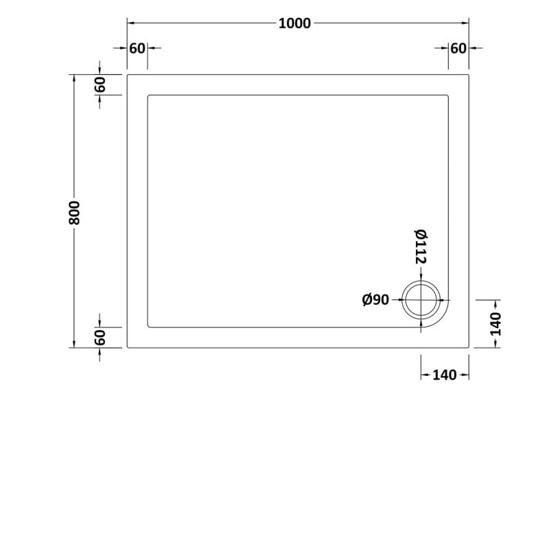 Slip Resistant Rectangular Shower Tray 1000 x 800mm