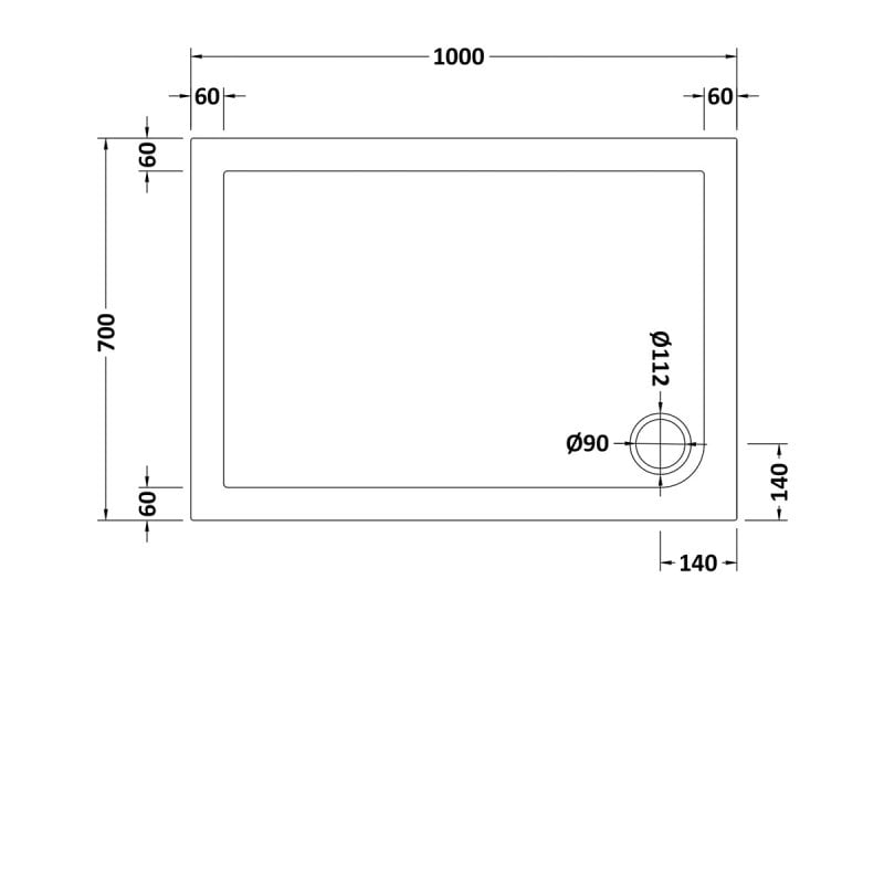 Slip Resistant Rectangular Shower Tray 1000 x 700mm