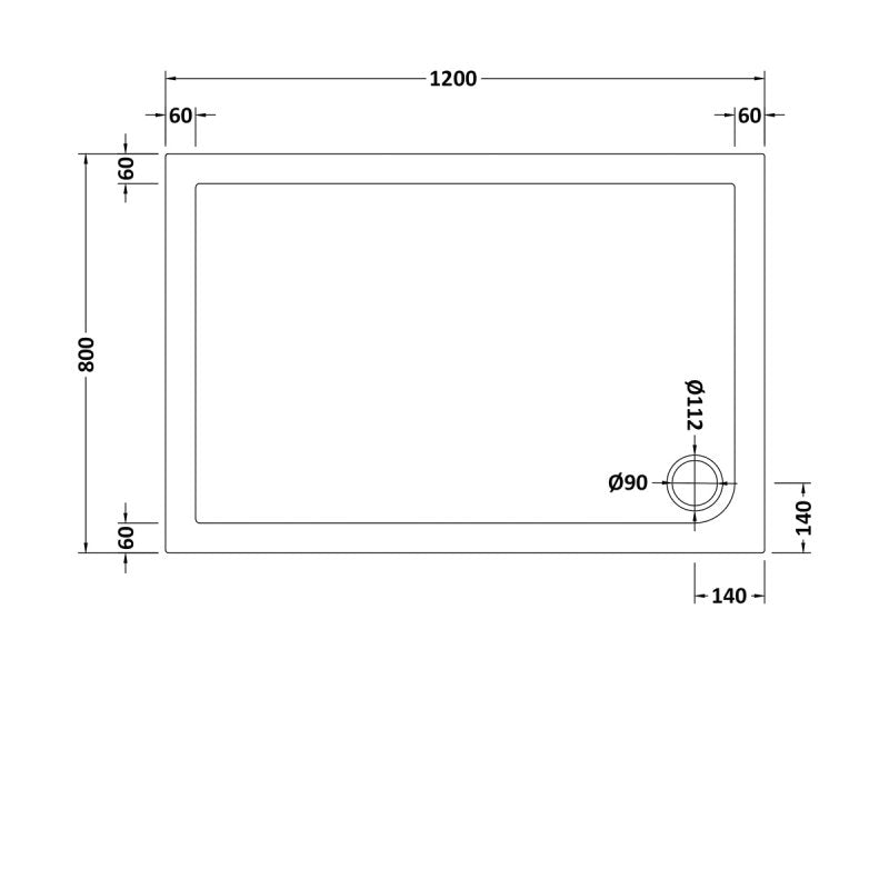 Slip Resistant Rectangular Shower Tray 1200 x 800mm