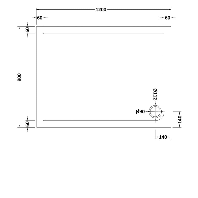 Slip Resistant Rectangular Shower Tray 1200 x 900mm