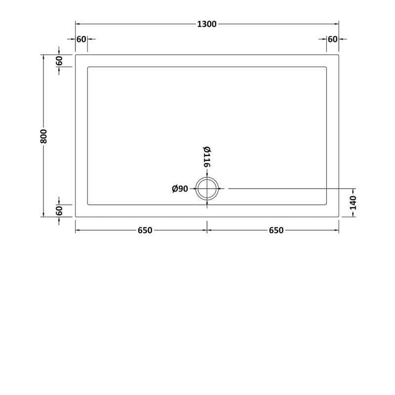 Slip Resistant Rectangular Shower Tray 1300 x 800mm