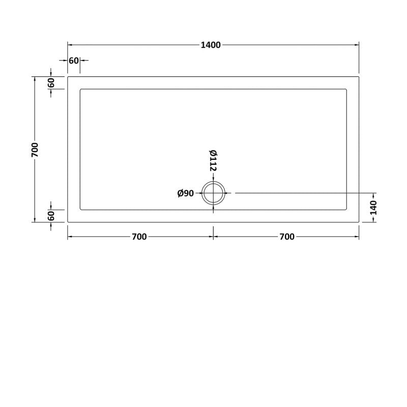 Slip Resistant Rectangular Shower Tray 1400 x 700mm