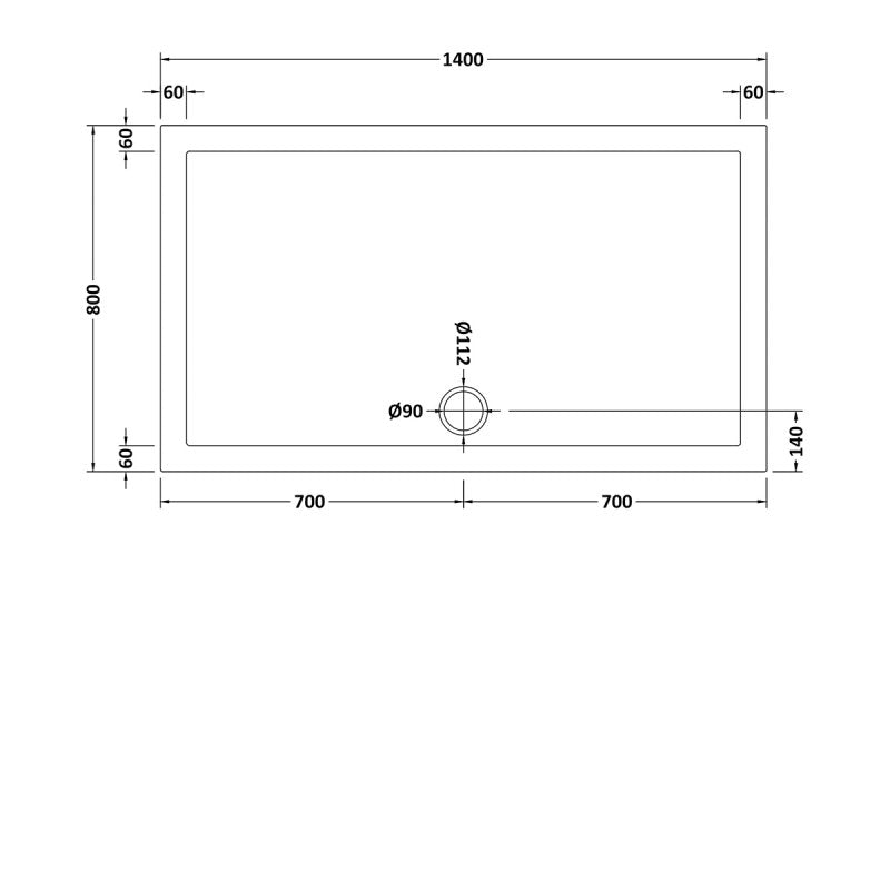 Slip Resistant Rectangular Shower Tray 1400 x 800mm