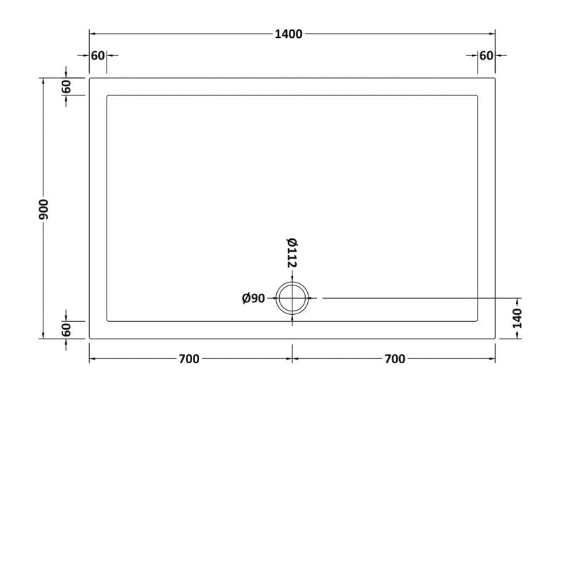 Slip Resistant Rectangular Shower Tray 1400 x 900mm