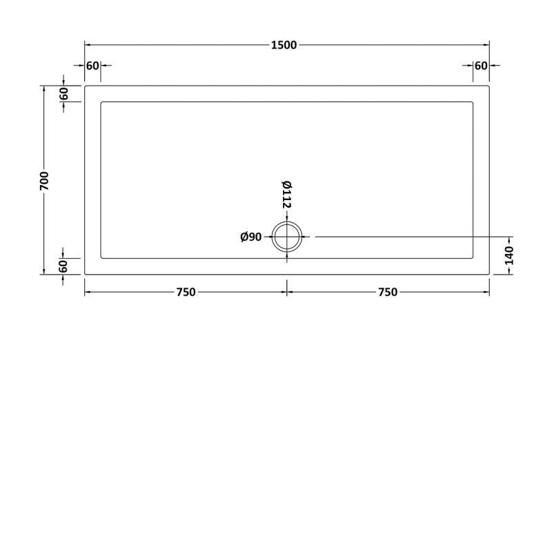 Slip Resistant Rectangular Shower Tray 1500 x 700mm