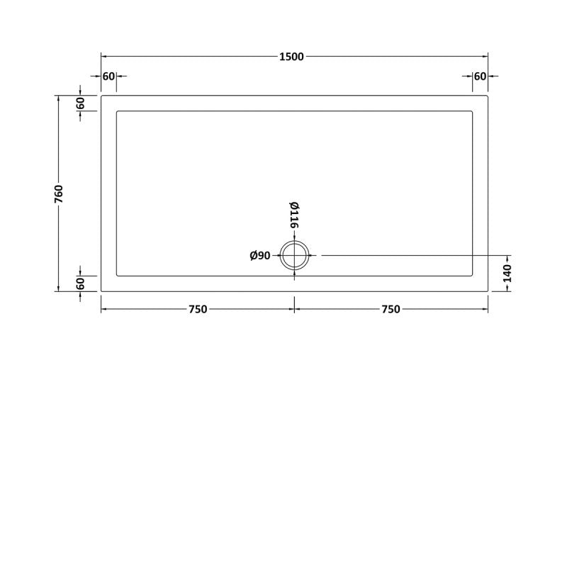 Slip Resistant Rectangular Shower Tray 1500 x 760mm