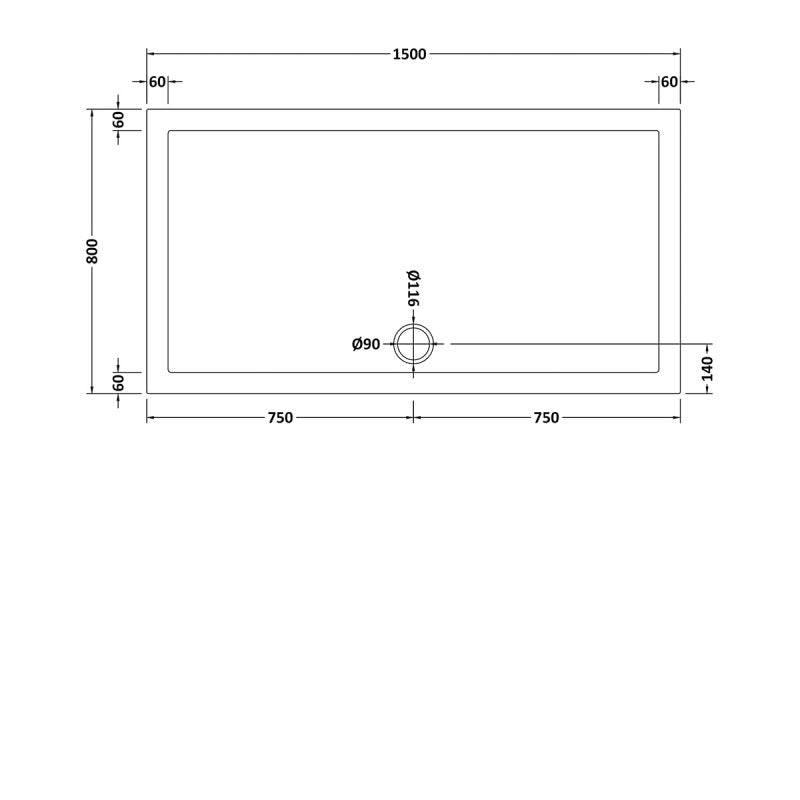 Slip Resistant Rectangular Shower Tray 1500 x 800mm