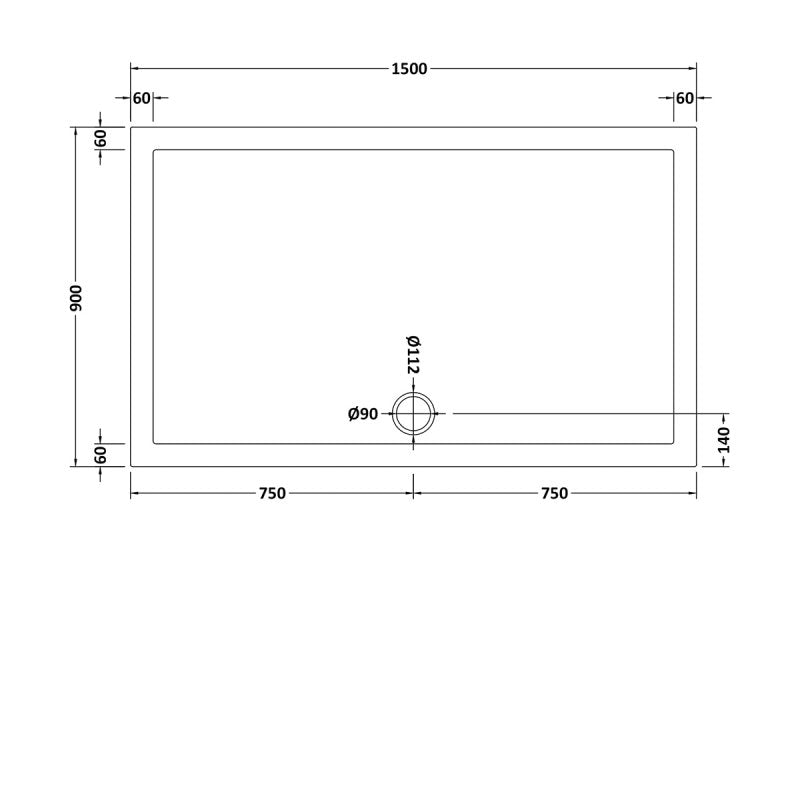 Slip Resistant Rectangular Shower Tray 1500 x 900mm