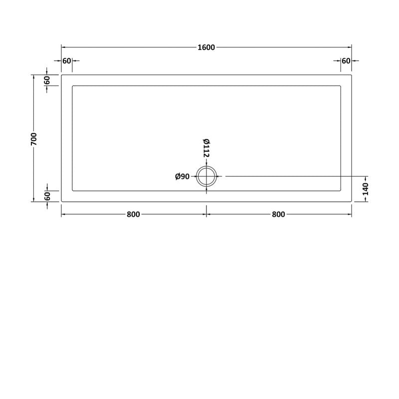 Slip Resistant Rectangular Shower Tray 1600 x 760mm