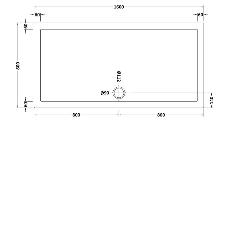 Slip Resistant Rectangular Shower Tray 1600 x 800mm