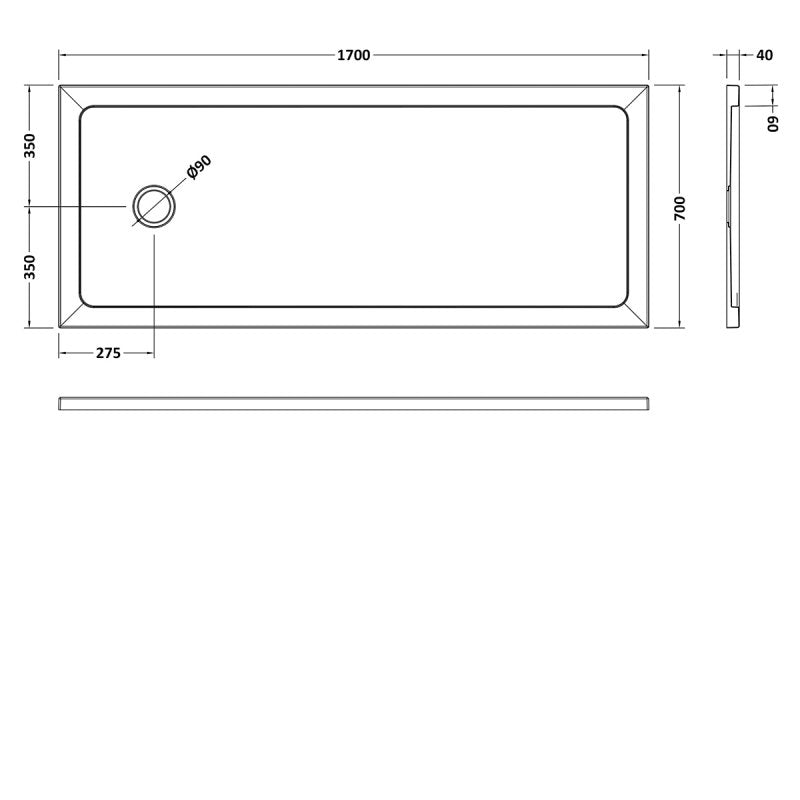 Slip Resistant Bath Replacement Shower Tray 1700 x 700mm