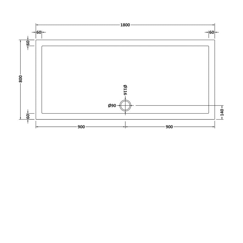 Slip Resistant Rectangular Shower Tray 1800 x 800mm