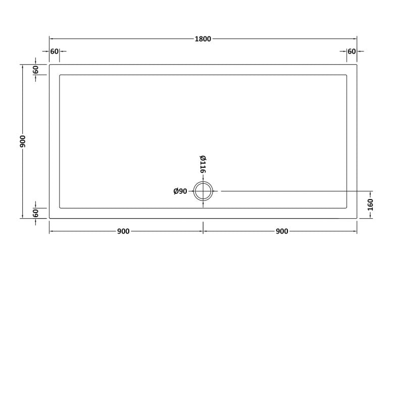 Slip Resistant Rectangular Shower Tray 1800 x 900mm