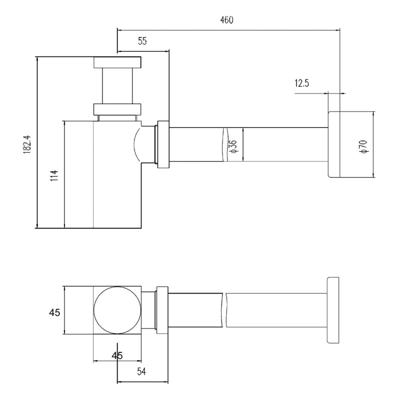 Square Bottle Trap & Extention Tube